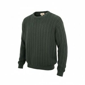 River Trader Mens Dark Green Waffle Fisherman Crewneck Sweater Grandpa Core Sz L